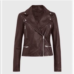 NEW All Saints Catch Oxblood Leather Biker Jacket